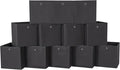Foldable Storage Cubes Bins ,11 Inch Cloth Storage Cube Fabric Storage Box Cubes Organizer Baskets with Handles for Home Organizer Set of 12 (Black)