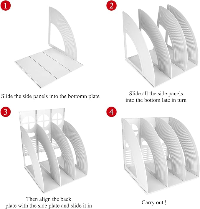 SAYEEC 2Pcs Magazine Holder Plastic File Sorter Binder Holder for Desk Folder Organizer Stand Book Shelf Dividers Vertical Filling Storage Rack Desktop Bookshelf Display Box for Office School (Grey)