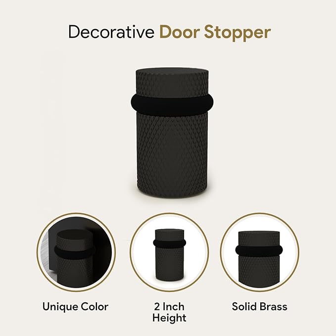 Mega Handles Knurled Floor Door Stopper, Quickly Installed Wall Protector, Wall Protectors from Door Knobs, Floor Door Stop with Mounting Hardware Included - Matte Black - 2 Inches