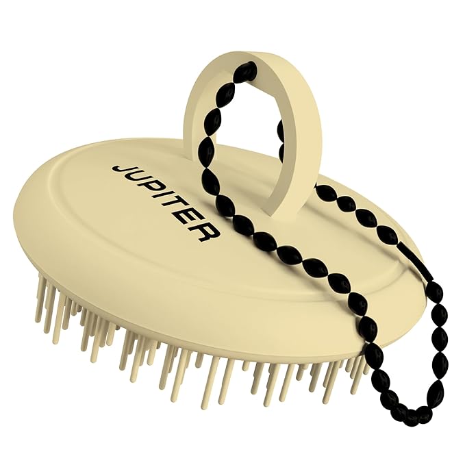 Jupiter Scalp Exfoliator - Scalp Massager Tool for Wet & Dry Hair - Ergonomic Detangler Brush - Dandruff Comb & Scrub to Remove Dandruff & Buildup and Support Circulation - Yellow