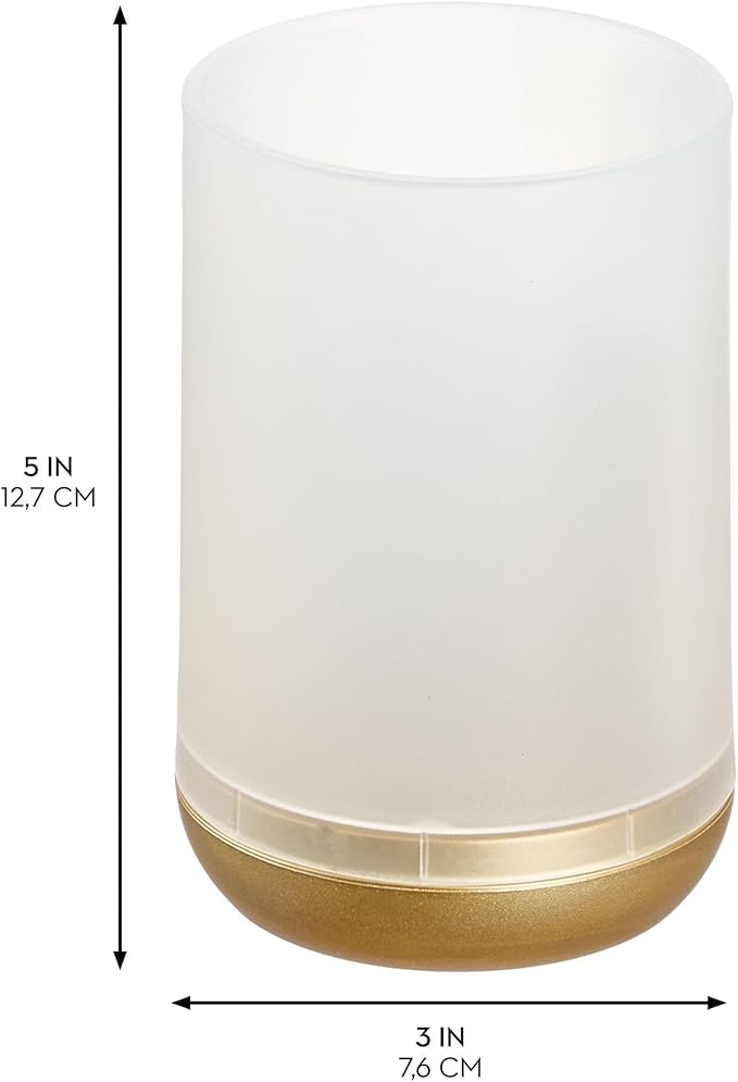 iDesign Toothbrush Holder with 3 Divided Sections for Bathroom or Vanity - Frost/Gold