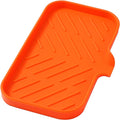 MicoYang Silicone Bathroom Soap Dishes with Drain Spout-Bathroom and Kitchen Sink Organizer,Sponge Holder,Dish Soap Tray,Perfect for Dispenser,Scrubber,Bottle,Cup on Sink or Counter-Orange 9.6"×5.3"