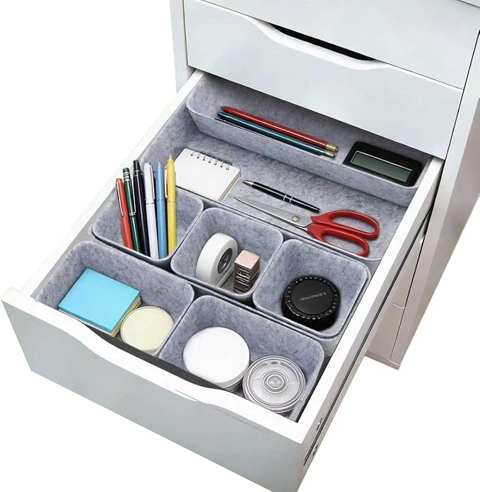 Drawer Organizer Compatible with Alex-8 Piece Modular Felt Different Size Drawer Organizers Set
