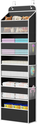 Univivi Hanging Storage Organizer Nursery Closet Cabinet Baby Storage with 5 Large Compartments 6 Side Pockets for Cosmetics, Toys and Sundries (Black)
