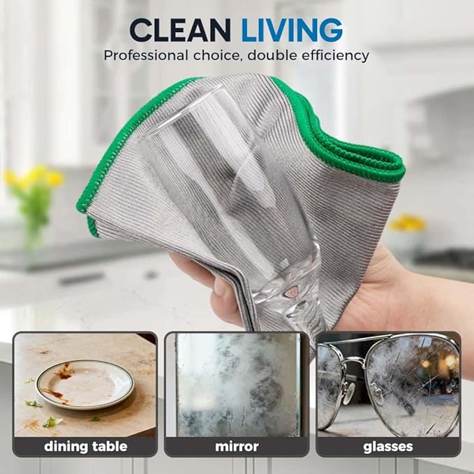 6 Pack Microfiber Cleaning Cloth, Reuseable Cleaning Dish Rags for Washing Dishes, Lint Free Microfiber Glass Polishing Cloth Towels, for House Glasses Window Stainless Steel (Yellow)