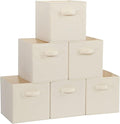 STORAGE MANIAC Storage Cubes, 11 Inch Collapsible Storage Bins with Handles, 6 Pack Fabric Foldable Bins for Organization, Durable Storage Bins for Closet, Shelves, Offices, Toys, Beige