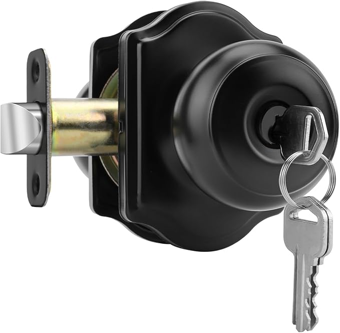 Haidms Keyed Entry Black Door Knob Interior, Exterior Locking Door Knobs, Matte Black Exterior Doorknobs with Lock and Key, 1 Pack