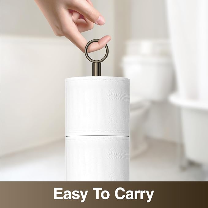 Toilet Paper Holder Stand(with Reserve Function), Free-Standing Spare Rolls Storage Holder, Stainless Steel