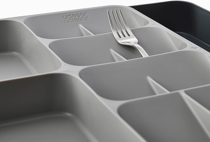 Joseph Joseph DrawerStore Expanding Flatware Cutlery, Utensil & Gadgets Organiser, Expandable in Drawer Space Saving Tray- Grey