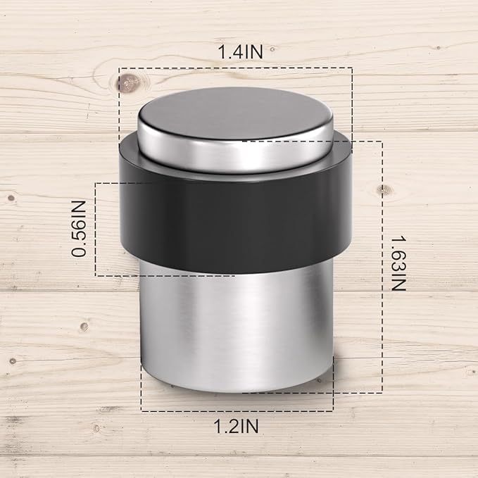 SANATO 20Pcs Nickel Door Stopper Floor Mounted with Black Rubber, Cylindrical 304 Stainless Steel Made