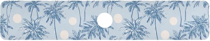 Kitchen Sink Splash Guard 1 PC 30 Inch Sink Faucet Mat Splash Guard for Bathroom Countertop Water Absorbent Foldable Cuttable Soft Washable Light Blue Palm Trees and Sun
