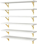 YGEOMER 23.6 Inch Floating Shelves for Wall, Farmhouse Wall Shelves for Bedroom, Bathroom Storage, Living Room and Kitchen Decor (Set of 6 White)