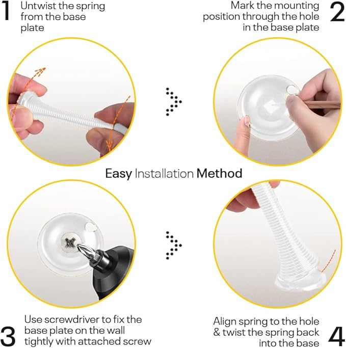 Door Stoppers for Wall – Spring Door Stopper – Door Stoppers – 3-1/4" – Door Stop – Pack of 4 – Door Stoppers for Bottom of Door – Doorstop – Door Spring – Door Stops for Wall – Home, Offices, Schools