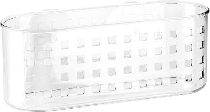 iDesign Hanging Suction Shower Caddy Basket for Bathroom Storage, Set of 2, Clear, Made in USA
