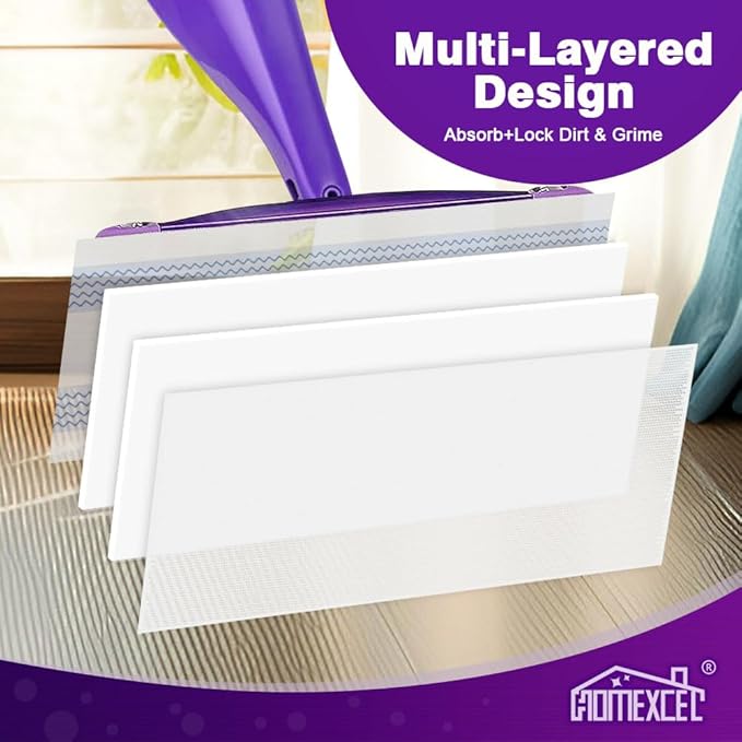 HOMEXCEL Multi-Layer Dry Floor Mop Pads Refills Compatible with Swiffer Wet Jet-All Purpose Multi Surface Floor Cleaner Spray Mop Pads Replacement for Hardwood Floor,32 Count