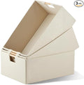 3 Pack Fabric Storage Bins for Closet Shelves, Rectangle Wardrobe Organizer with Handle, Collapsible Shelves Storage Basket for Sorting Clothes and Toy (Beige,15 x 10.6 x 6 Inch)