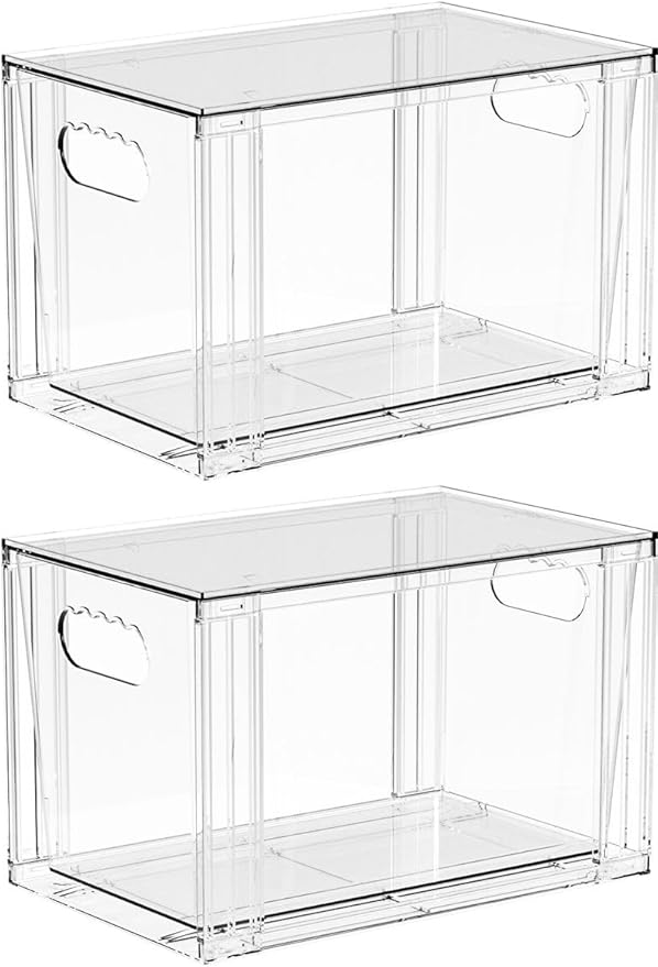 Yieach 2 Pack Baby Bottle Organizer for Countertop,Large Stackable Storage Bins Under The Sink,Acrylic Drawer Organizer and Baby Bottle Station Organization,Clear Plastic Drawer for Pump Parts Storage