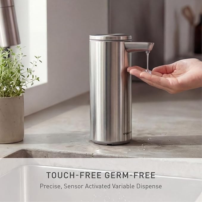 simplehuman 9 oz. Touch-Free Automatic Rechargeable Sensor Pump, Brushed Stainless Steel, New