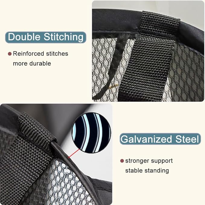 2Pack Mesh Pop Up Laundry Hamper, Foldable Laundry Basket with Side Pocket for Bedroom, Laundry Room, Travel, Cruise (Black+Blue)