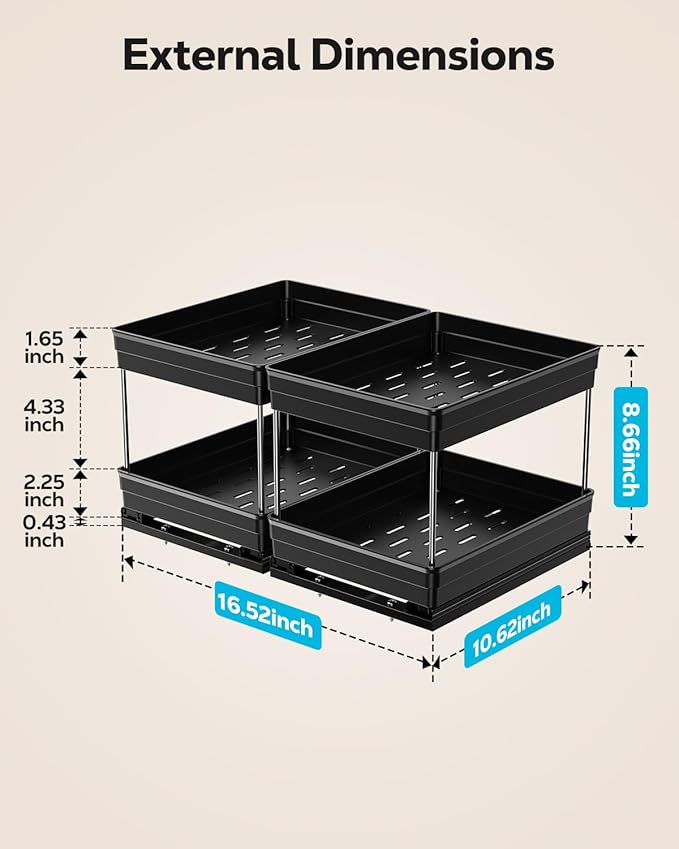 Nieifi Spice Organization for Cabinet-Vertical Spice Rack Pull Out-Spice Rack Organizer for Cabinet-8-1/4 inch Wide-Seasoning Kitchen Organizer-8.26" W x 10.6" D x 8.7" H-2 Pack-2 Tier