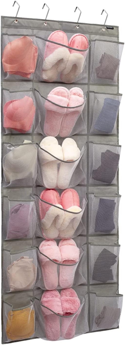 ANZORG Over The Door Hanging Shoe Rack Organizer 18 Pockets Organizer with 6 Extra Large Mesh Pockets for Shoe Holder Storage (18 Pockets)
