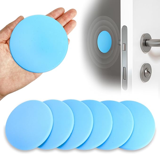 3.15" Large Wall Door Handle Stopper, 8PCS Light Blue Self Adhesive Wall Protector Rubber Door Bumpers, Solution for Stopping Damage from Doors Knobs, Shock Absorbent and Noise Reduction