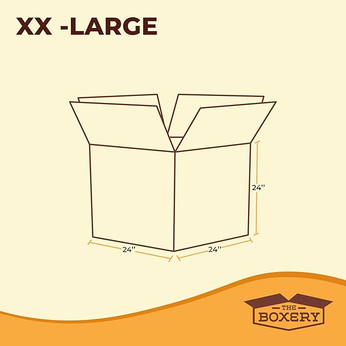 The Boxery Moving Boxes 4-Pack XX-Large | 24x24x24 inch Brown/Kraft Corrugated Cardboard Packing, Moving & Storage for Business/Home – Durable - Eco-Friendly, Recyclable - Made in the USA