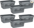 Glad Plastic Baskets for Organizing, Set of 6 | Pantry Storage for Under Counter, Linen Closet, and Bathroom | Nesting Shelf Bins with Handles, 1 Gallon, Grey