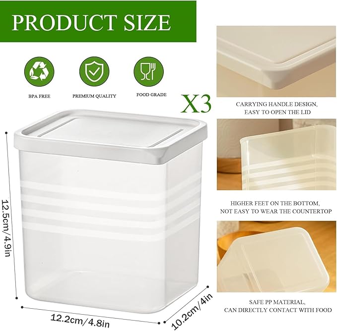 6 Pack Refrigerator Organizer Box with Lid, Plastic Refrigerator Side Door Storage Containers, Space-Saving Organizer Bins for Refrige, Refrige Drawers for Fruit and Vegetable (Clear, S-6)