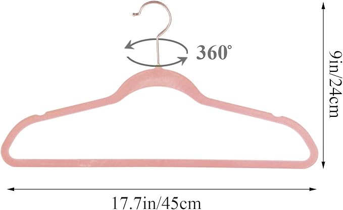 VECELO Premium Velvet Clothes Hangers Suit Heavy Duty (30 Pack)-Non Slip & Space-Saving with 6 Finger Clips & Tie Rack Excellent for Men and Women，Pink