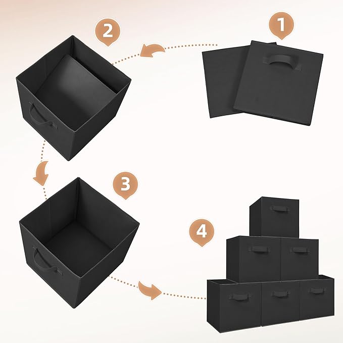 STORAGE MANIAC Storage Cubes, 11 Inch Collapsible Storage Bins with Handles, 10 Pack Fabric Foldable Bins for Organization, Durable Storage Bins for Closet, Shelves, Offices, Toys, 10-Pack Black