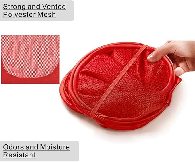 BATTOO Deluxe Strong Mesh Pop up Laundry Hamper Basket with Side Pocket for Laundry Room, Bathroom, Kids Room, College Dorm or Travel Red