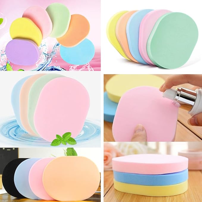 AKOAK 4 Pieces Color Facial Cleansing Sponge, Wet Soft Powder Puff, Reusable Facial Sponge for Daily Cleansing and Gentle Exfoliation, Makeup Remover, Face Wash, Makeup and Dead Skin