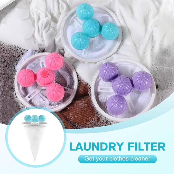 Floating Hair Filtering Mesh Removal, 2026 Upgrade Pet Hair Remover Laundry Reusable Lint Catcher for Washing Machine Hair Catcher Wool Device, Pet Hair (3, Mix)