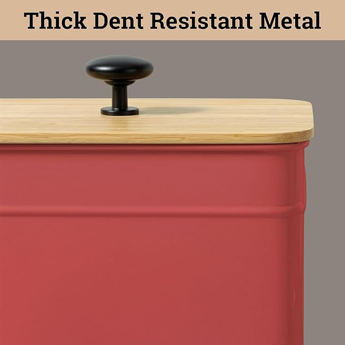 Kitchen Canisters for Countertop Set of 4 with Customizable Chalkboard Labels & Marker Pen - Big Iron Kitchen Canister Set with Airtight Lids - Red Canisters - Sugar Tea Coffee Containers Sets