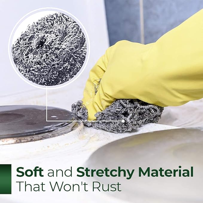Stanley Home Products Stainless Steel Scrubbers – Rust Resistant Sponge for Pots, Pans, Grills, Ovens, Sinks and Tools – Metal Scrubbers for Kitchen & Garage Cleaning (1 Pack - 2 Count)