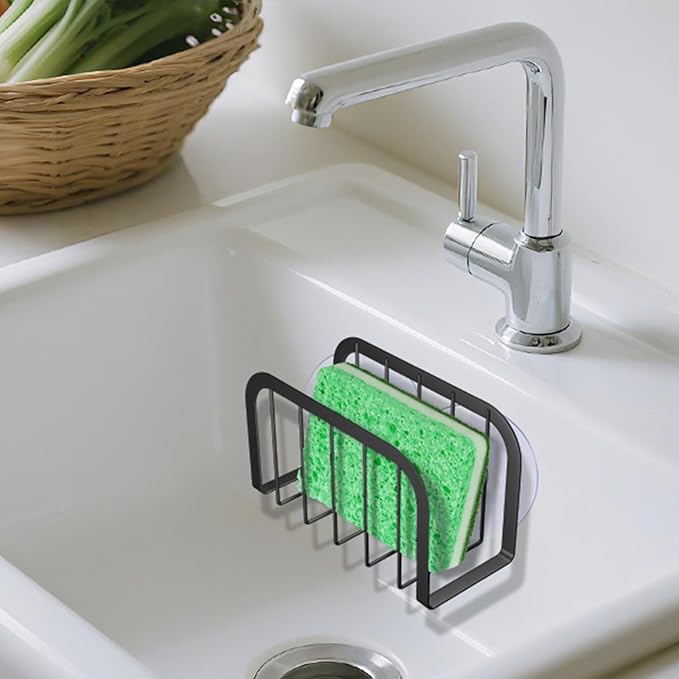 Sponge Holder for Kitchen Sink,Kitchen Caddy with Sponge Holder,Dish Soap Holder - Black