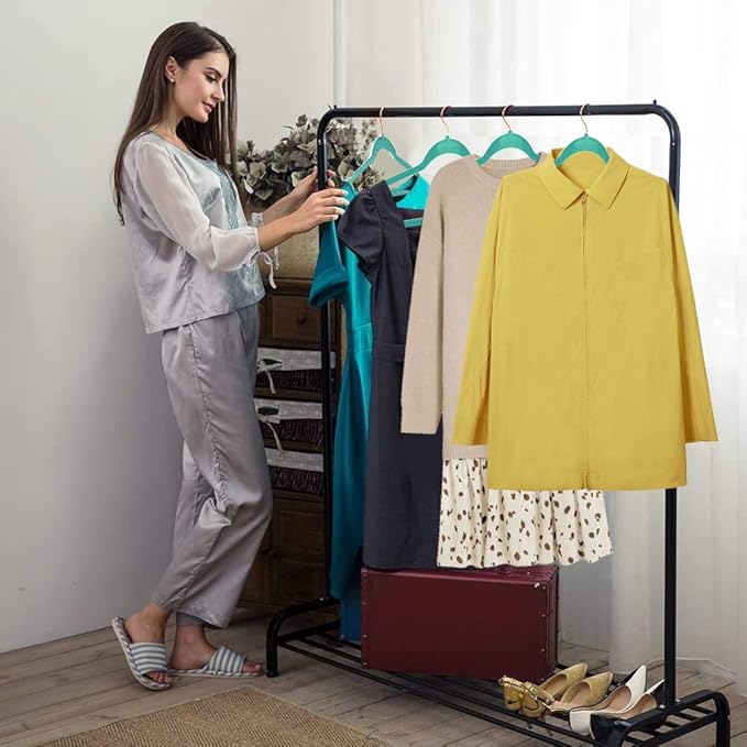VECELO Premium Velvet Clothes Hangers Suit Heavy Duty (50 Pack)-Non Slip & Space-Saving with 6 Finger Clips & Tie Rack Excellent for Men and Women,Teal