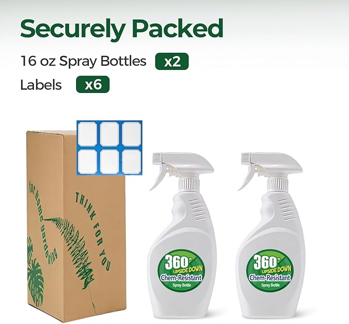 T4U Spray Bottles for Cleaning, 16 OZ Empty Spray Bottles Heavy Duty, Plastic Spray Bottles for Cleaning Solutions, Cleaning Spray Bottle for Household Cleaning Bleach, Industrial Chemical (2 Pack)