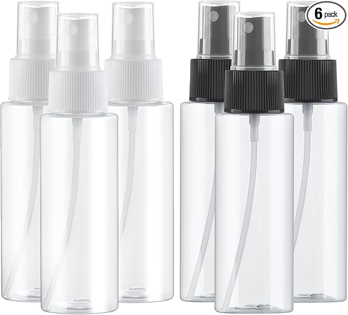 Travel Spray Bottles, 2.7oz/80ml Refillable Clear Plastic Spray Bottle BPA-Free Mini Containers, Small Fine Mist Empty Travel Bottle for Perfume, Water, Cleaner, Alcohol and Skincare Water(6 Pack)