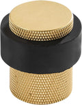 Solid Brass Door Stopper Heavy Duty Cylindrical Floor Mount Door Stop with Rubber, Wall Protector Mounted Doorstop Protect Door Knobs, 1-3/5" Height, 1 Pack, Brushed Brass