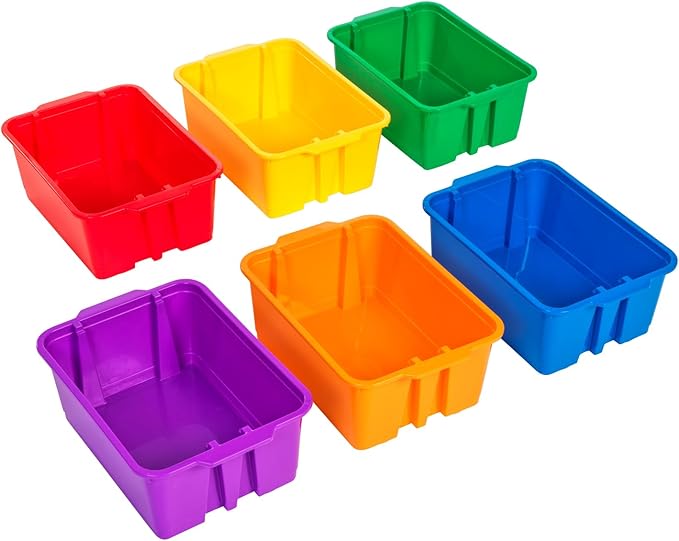 Really Good Stuff - Classroom Stacking Bins - Set of 6-14"L x 10"W x 5.75"H