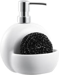 Soap Dispenser with Sponge Holder Ceramic Hand and Dish Soap Dispenser 25oz for Kitchen Bathroom
