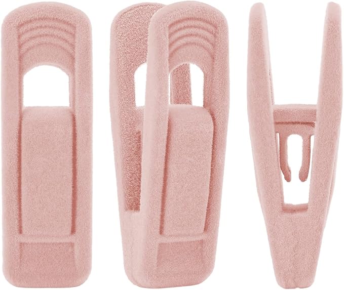 Trgowaul Light Pink Velvet Hangers - Strong Finger Clips for Thin Hangers, Perfect for Suits, Skirts, Pants & Baby Clothes