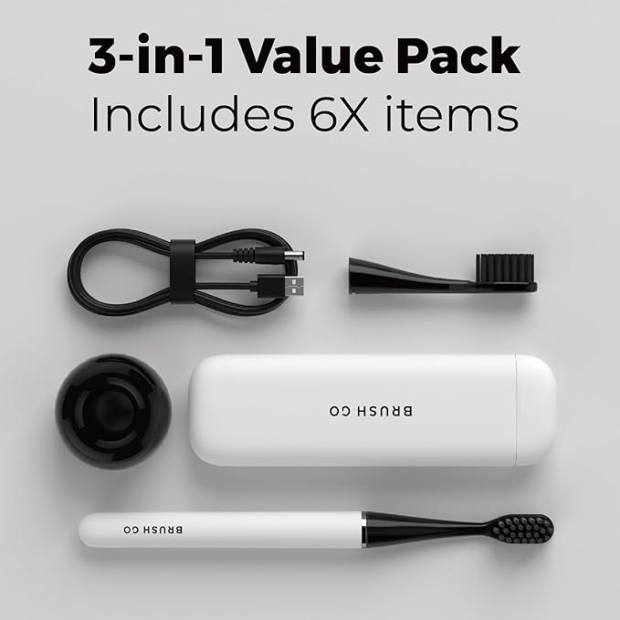 MIPOW Slim Pro i4 Electric Toothbrush Rechargeable Smart Ultra Sonic 3 Modes Magnetic Travel Case &Ceramic Dock, 60Day Long Battery Soft Bristles 2Heads IPX7 Waterproof,Color-(White)