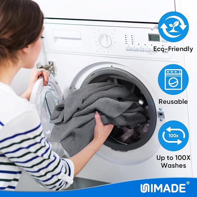 Microfiber Cleaning Cloth, 10 Pack Reusable Microfiber Towels for Cars Lint Free Cleaning Shop Towel Rags for Home Kitchen Automotive Bar Mechanic Restaurant Garage, 11.5"x 11.5", Grey