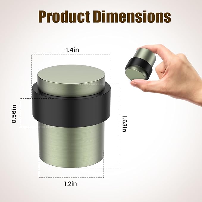 4 Pack Antique Brass Door Stoppers for Floor Mounting， Door Stopper Heavy Duty，304 Stainless Steel Cylindrical Made with Rubber Bumper，Floor Mount Door Holder Keep Door Open