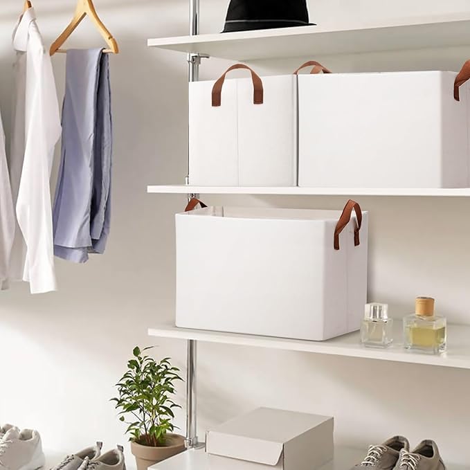 Rectangle Basket, Closet Bins, Fabric Bins for Organization, Large Baskets for Shelves, Closet Organizers, Shelf Baskets With Wire Frame