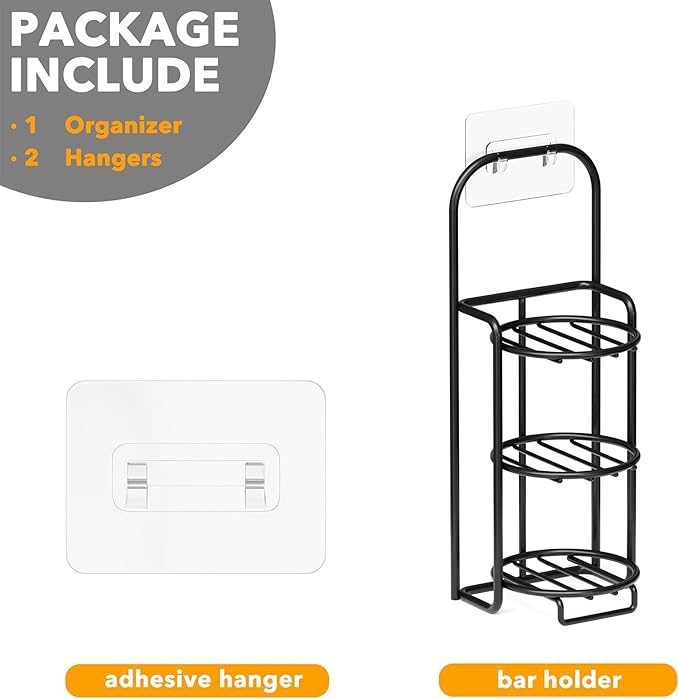 SpaceAid 3 Tier Shampoo Bar Holder for Shower, Self Draining Soap Bar Holders Caddy for Bathroom Wall and Kitchen Sink, Shampoo Bar Dish Rack, Stainless Steel Bar Soap Holder (Black)