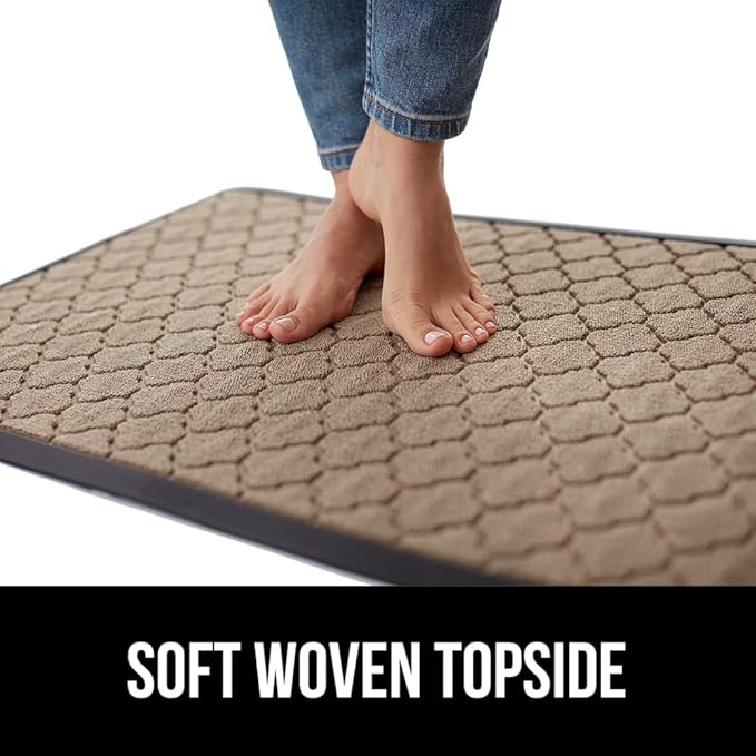 GORILLA GRIP 100% Waterproof All-Season WeatherMax Doormat 35x23, US Designed Natural Rubber, Stain and Fade Resistant, Low Profile Indoor Outdoor Door Mats, Easy Clean Patio Mat, Beige Quatre